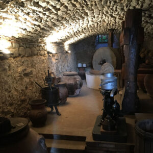 Original stone pressing room at Frantoio di Santa Téa just outside Florence, Italy